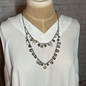 Charming Charlie bead layered necklace+ earrings silver